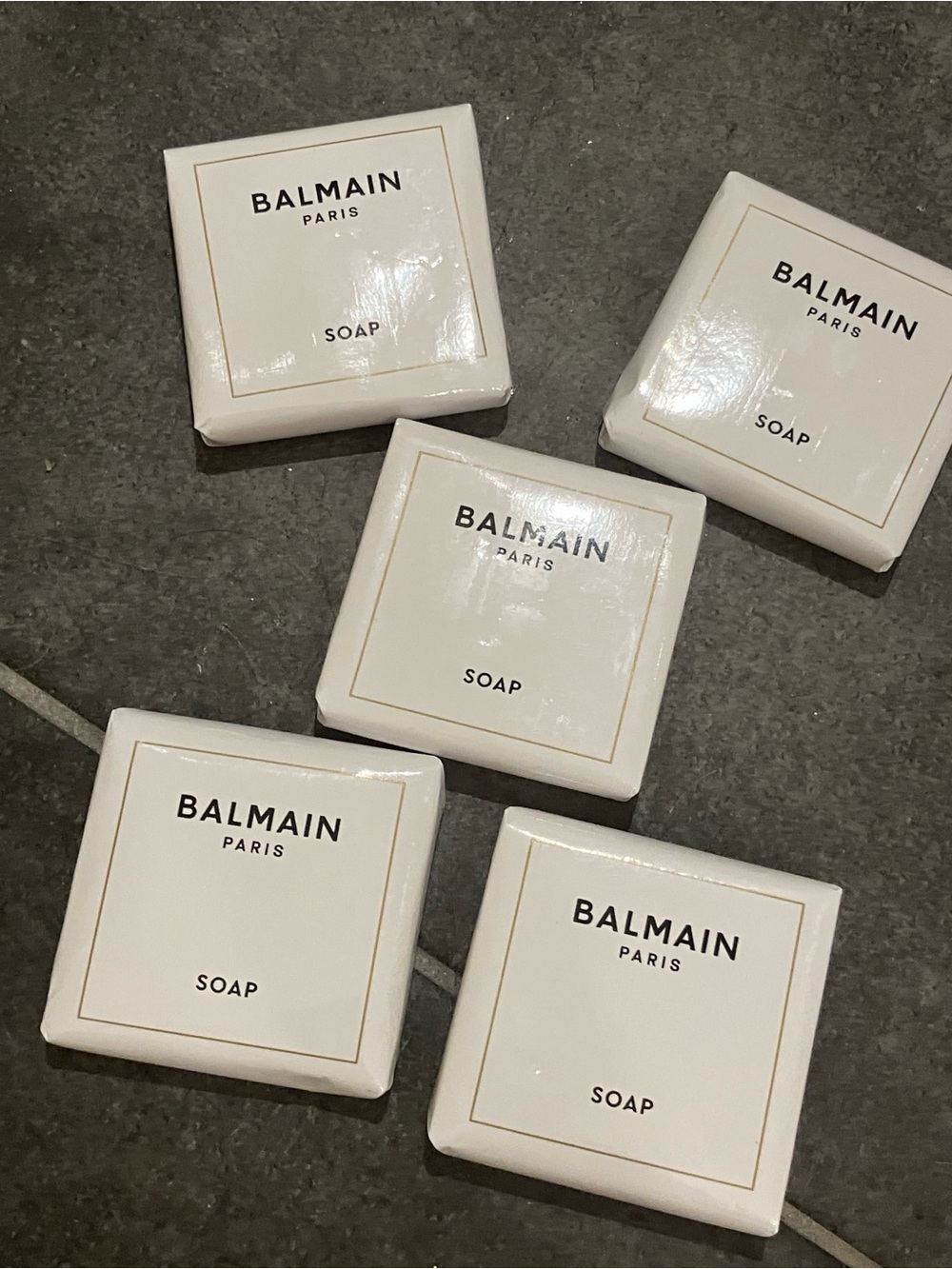 Balmain Paris White and Gold Boxed Soaps (Set of 5)